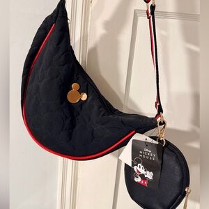 Disney Mickey Mouse Black and Red Quilted crossbody Bag